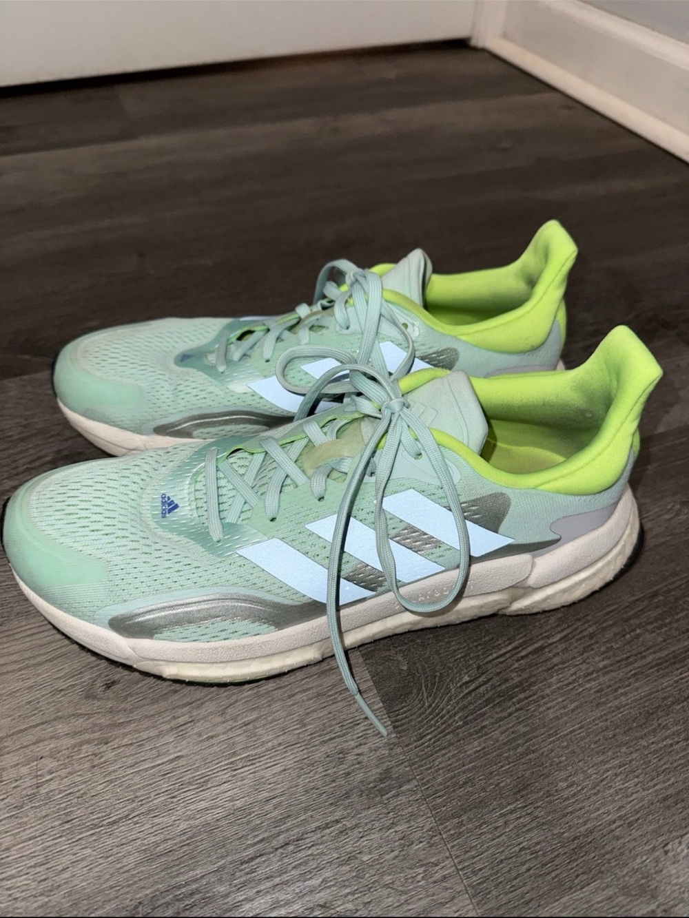 Adidas Mint Green and Neon Yellow SolarBoost Women's Sneakers